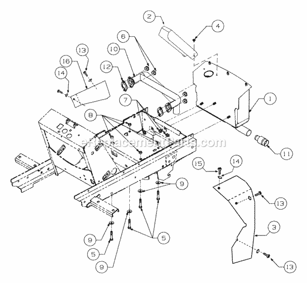 Engine Mounting And Muffler Diagram and Parts List for 2186 13A-288L100, 13B-288M100 Cub Cadet Lawn Tractor